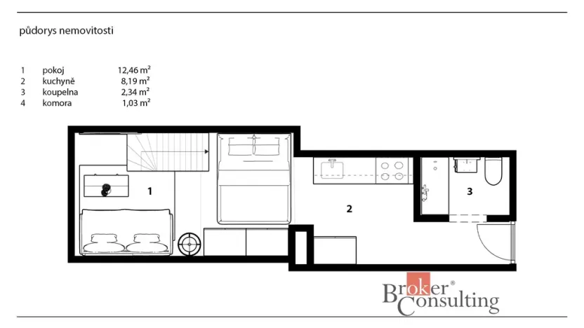 Prodej bytu 1+kk, Praha - Nusle, Spytihněvova, 24 m2