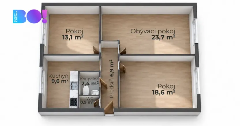 Prodej bytu 3+1, Frýdek-Místek, 1. máje, 74 m2