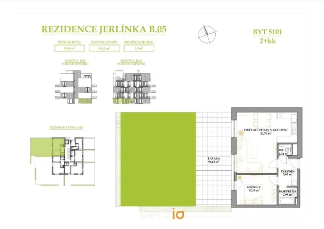 Prodej bytu 2+kk, Brno, Jerlínová, 53 m2