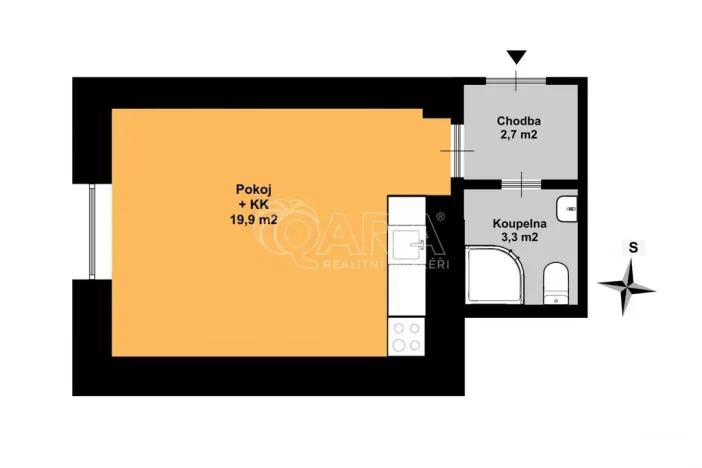 Pronájem bytu 1+kk, Praha - Vršovice, Pod Rapidem, 26 m2