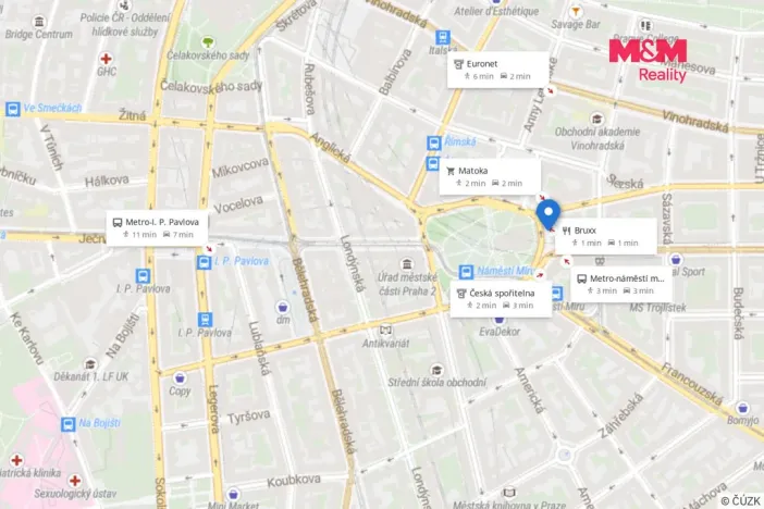 Pronájem kanceláře, Praha - Vinohrady, náměstí Míru, 92 m2