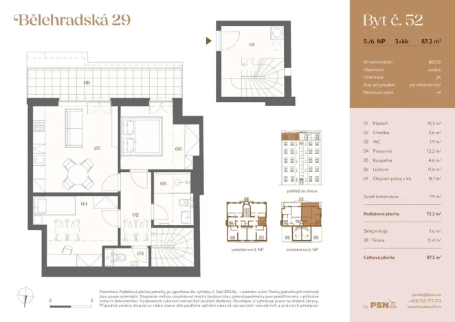 Prodej bytu 3+kk, Praha, Bělehradská, 64 m2