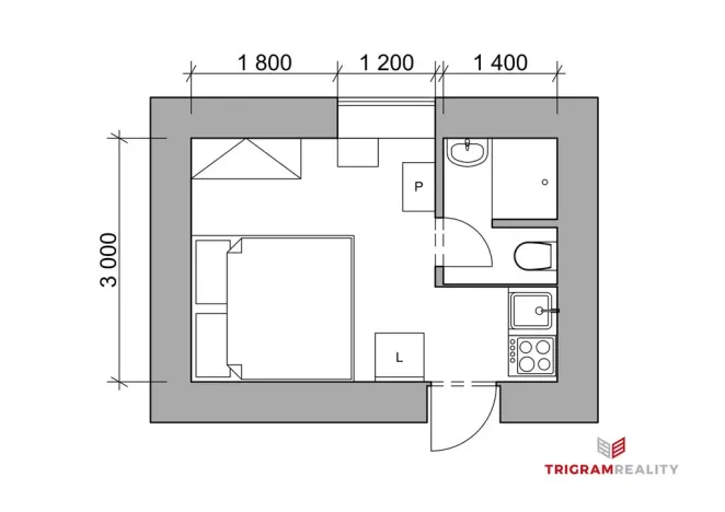 Pronájem bytu 1+kk, Hradec Králové - Plotiště nad Labem, 14 m2