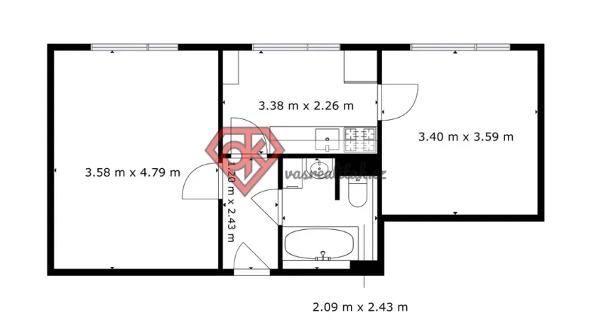 Prodej bytu 2+1, Záchlumí, 48 m2