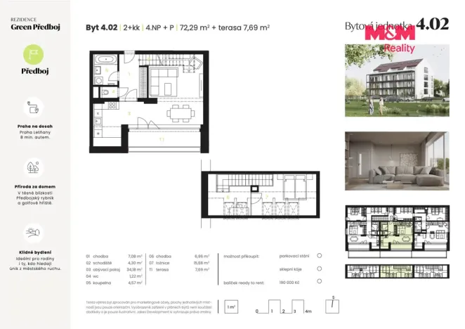 Prodej bytu 2+kk, Předboj, Ke Tvrzi, 72 m2