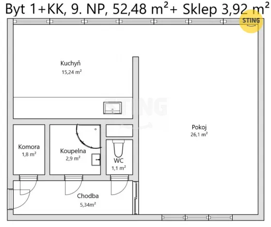 Prodej bytu 1+kk, Ostrava, Zelená, 52 m2