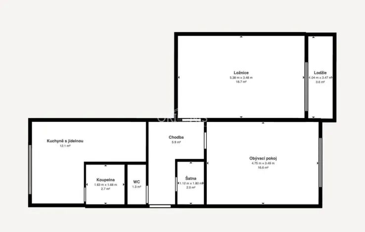 Pronájem bytu 2+1, Chomutov, Adámkova, 61 m2