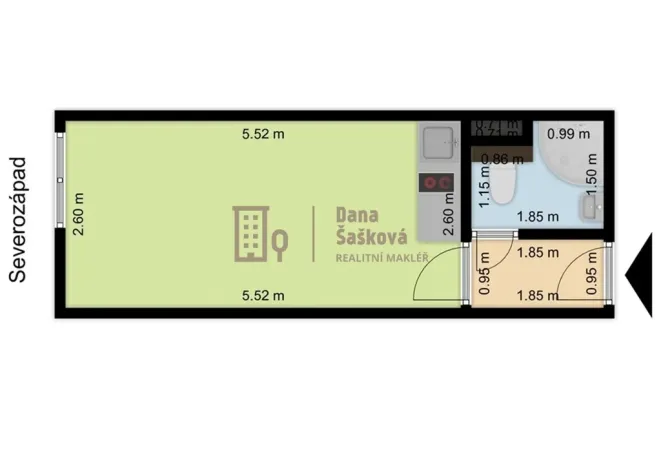 Pronájem bytu 1+kk, Jindřichův Hradec - Jindřichův Hradec I, nám. Míru, 20 m2