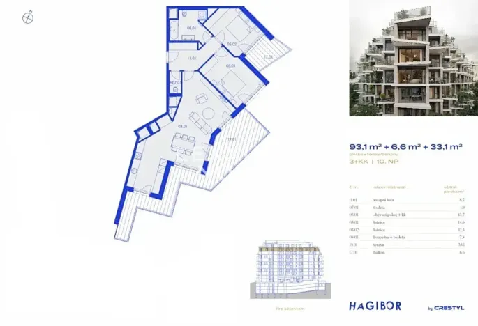 Pronájem bytu 3+kk, Praha - Strašnice, Ramonova, 93 m2