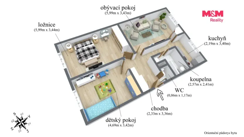 Prodej bytu 3+1, Chomutov, Kamenná, 80 m2