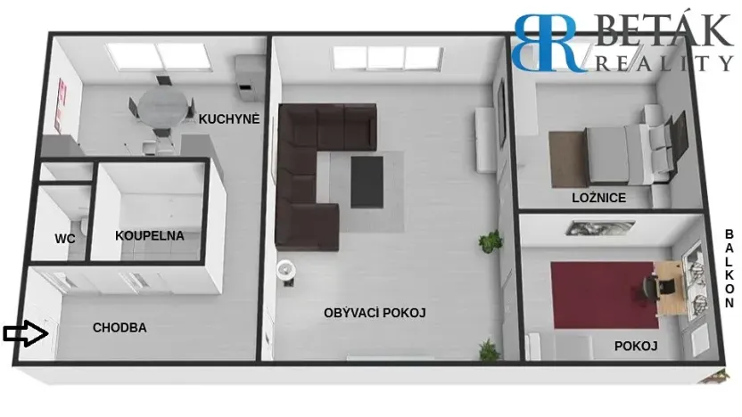 Prodej bytu 3+1, Přerov, Denisova, 60 m2