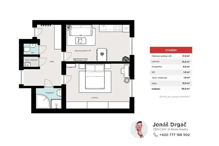 Pronájem bytu 2+kk, Praha - Vinohrady, Na Folimance, 56 m2