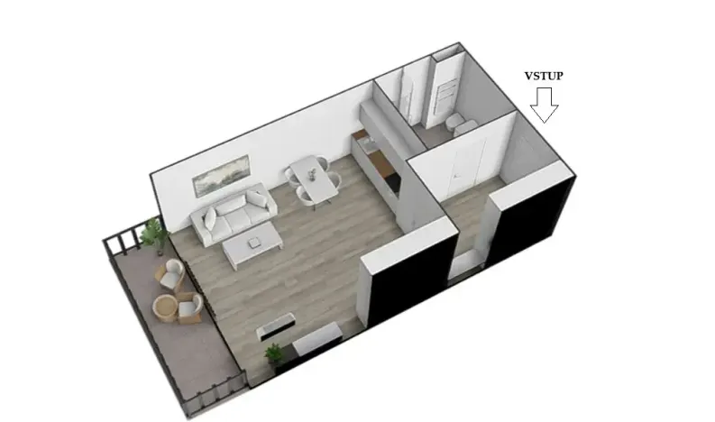 Pronájem bytu 1+kk, Rajhrad, Masarykova, 42 m2