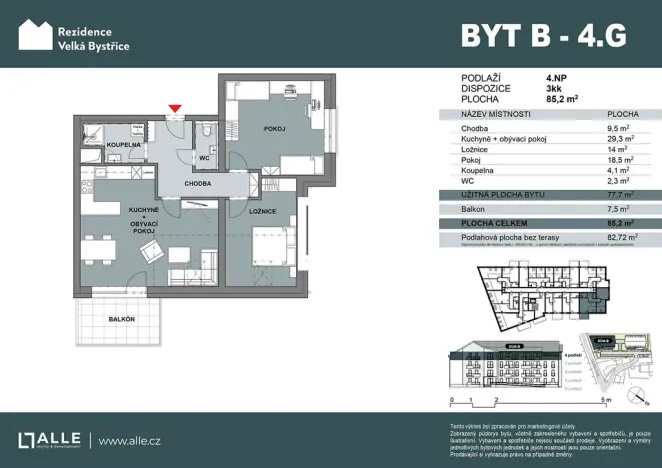 Prodej bytu 3+kk, Velká Bystřice, 78 m2