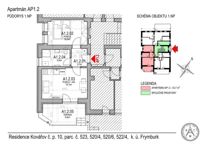 Prodej bytu 2+kk, Frymburk - Kovářov, 44 m2