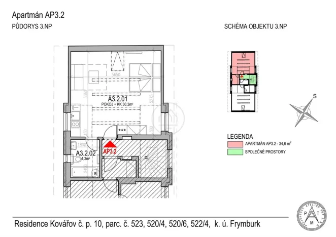 Prodej bytu 1+kk, Frymburk - Kovářov, 38 m2