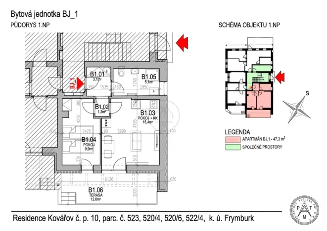 Prodej bytu 2+kk, Frymburk - Kovářov, 47 m2