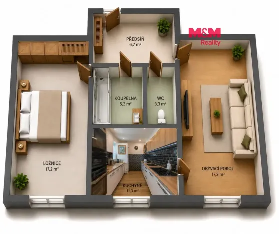 Prodej bytu 2+1, Ostrava, Krasnoarmejců, 55 m2