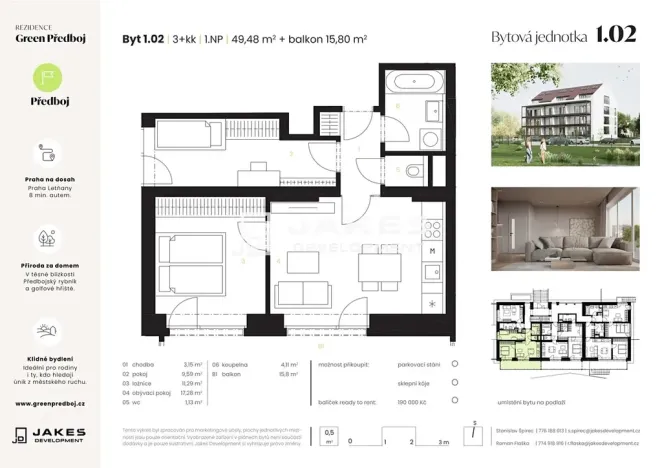 Prodej bytu 3+kk, Předboj, Ke Tvrzi, 50 m2