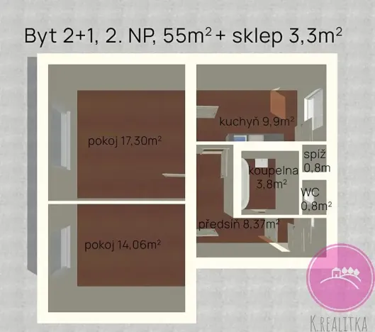 Pronájem bytu 2+1, Olomouc, Ladova, 58 m2