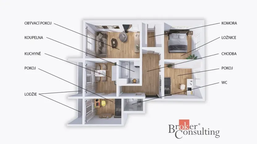 Prodej bytu 4+1, Hrušky, 84 m2