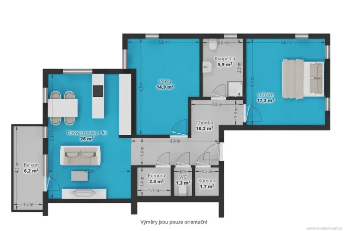 Pronájem bytu 3+kk, Kunice, Na Kopánku, 104 m2