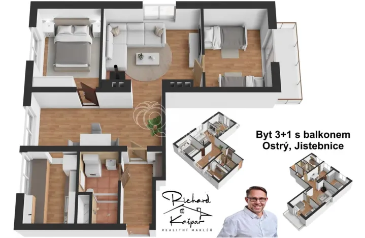 Prodej bytu 3+1, Jistebnice - Ostrý, 55 m2