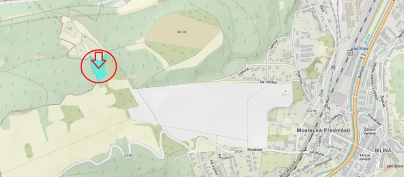 Prodej podílu lesa, Bílina, 2704 m2