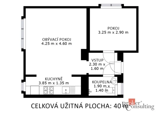 Pronájem bytu 2+kk, Brno - Staré Brno, Ypsilantiho, 39 m2