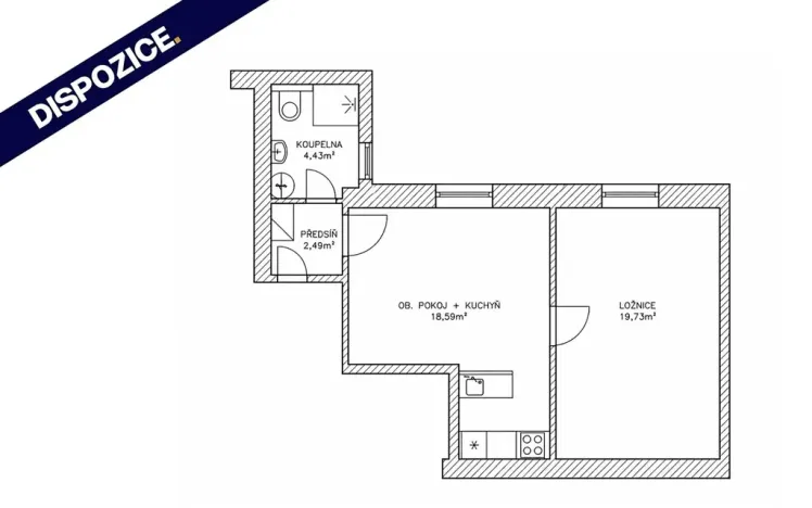Prodej bytu 2+kk, Praha - Vysočany, Zákostelní, 45 m2