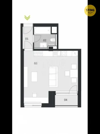 Pronájem bytu 1+kk, Ostrava, Hasičská, 34 m2