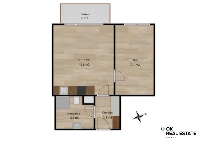 Pronájem bytu 2+kk, Olomouc, Třída Jiřího Pelikána, 45 m2