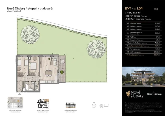 Prodej bytu 3+kk, Praha - Dolní Chabry, Doksanská, 80 m2