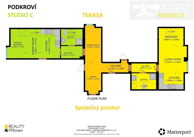 Pronájem bytu 1+kk, Příbram - Orlov, 22 m2