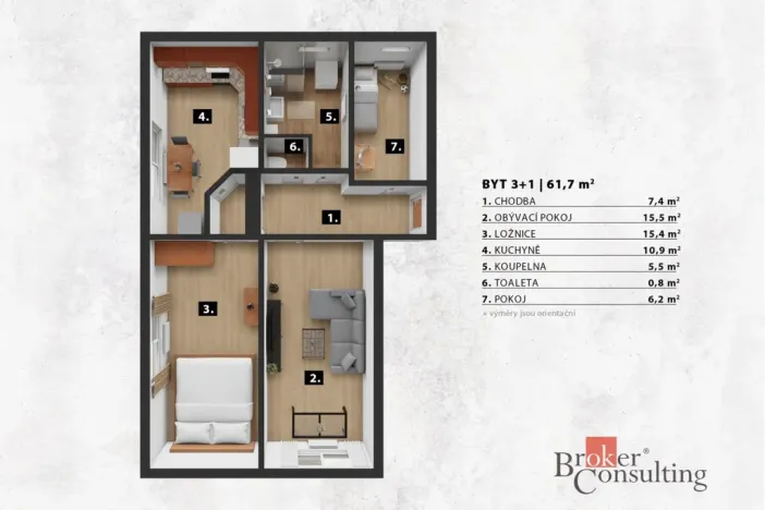 Pronájem bytu 3+1, Praha - Modřany, Mráčkova, 62 m2