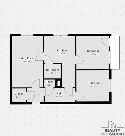 Prodej bytu 3+1, Praha, Hvozdíková, 75 m2
