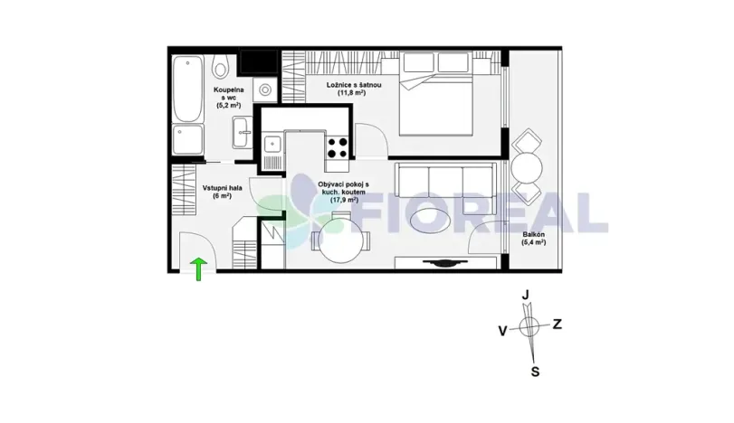 Prodej bytu 2+kk, Praha - Řepy, Na chobotě, 42 m2