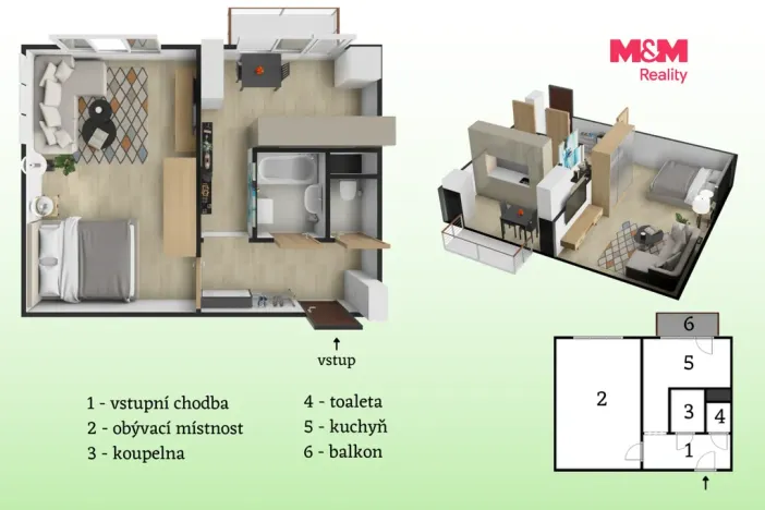 Prodej bytu 1+1, Kladno - Kročehlavy, Finská, 39 m2
