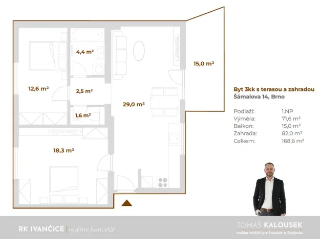 Prodej bytu 3+kk, Brno - Židenice, Šámalova, 72 m2