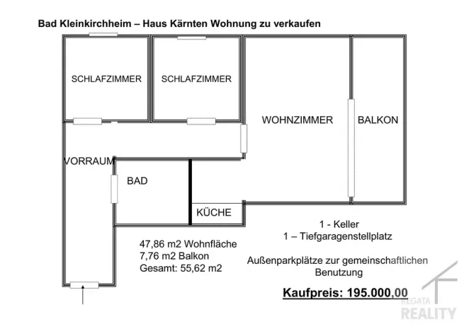 Prodej bytu 3+kk, Bad Kleinkirchheim, Rakousko, Dorfstraße, 48 m2