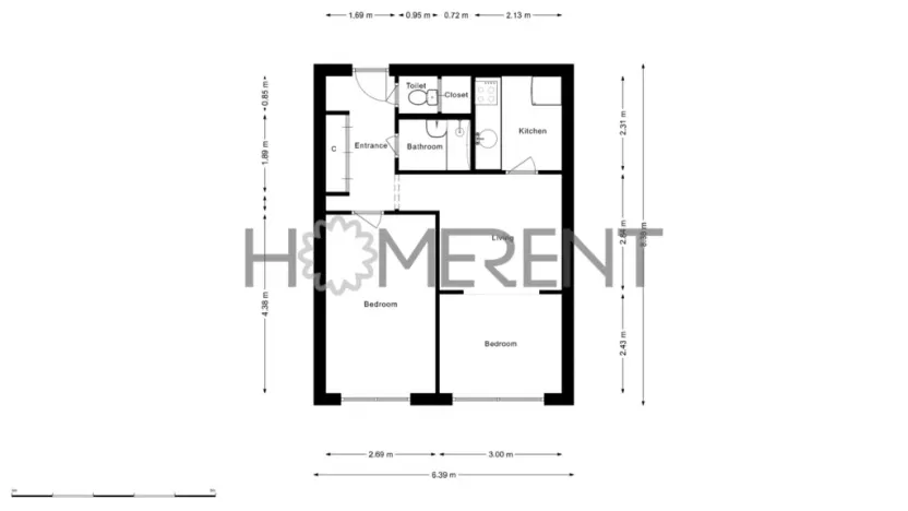 Pronájem bytu 2+kk, Praha, Generála Janouška, 43 m2