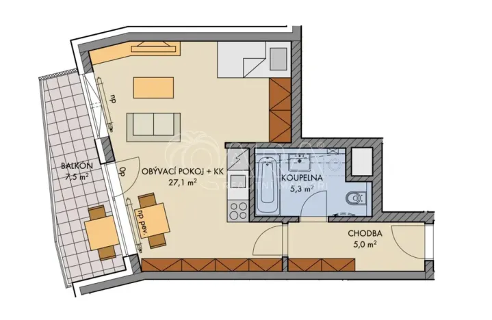 Pronájem bytu 1+kk, Praha - Stodůlky, Svitákova, 46 m2