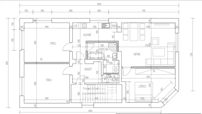 Pronájem bytu 4+1, Hradec Králové, Krunertova, 120 m2