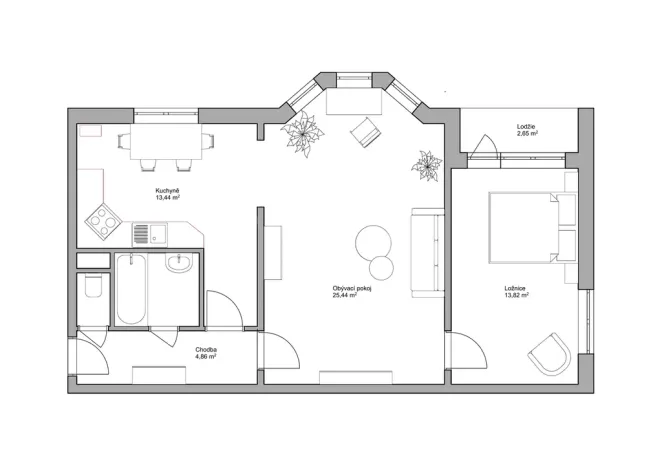 Prodej bytu 2+1, Dobřejovice, Sportovní, 64 m2