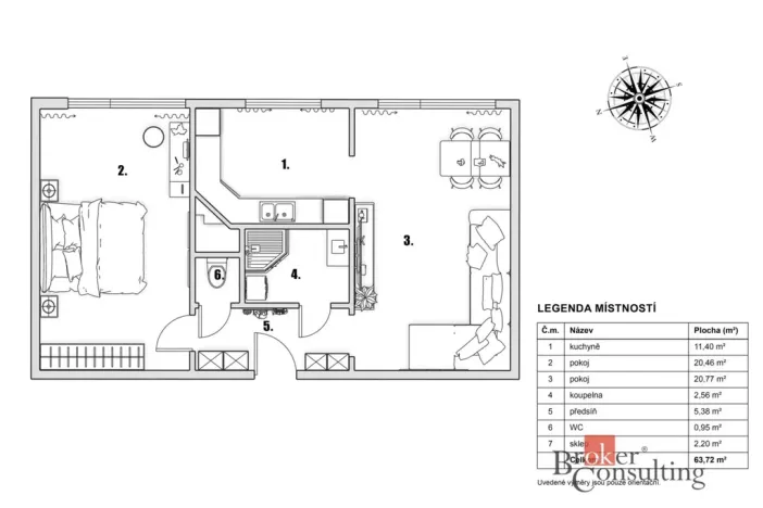 Prodej bytu 2+kk, Benešov, Na Bezděkově, 61 m2