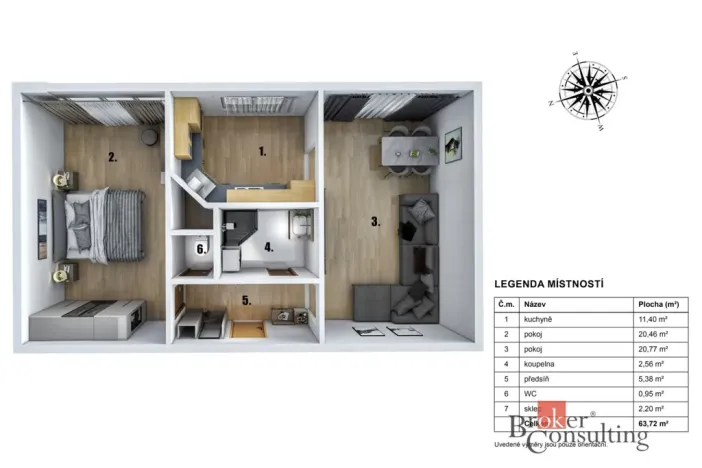 Prodej bytu 2+kk, Benešov, Na Bezděkově, 61 m2