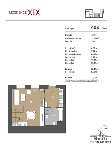 Pronájem bytu 3+kk, Brno, Stará, 71 m2