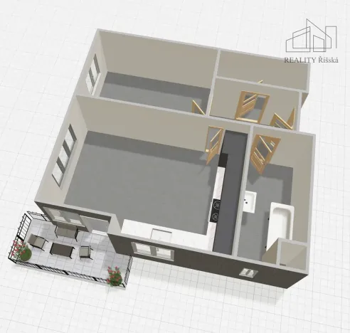Pronájem bytu 2+kk, Praha - Hlubočepy, Vítové, 57 m2
