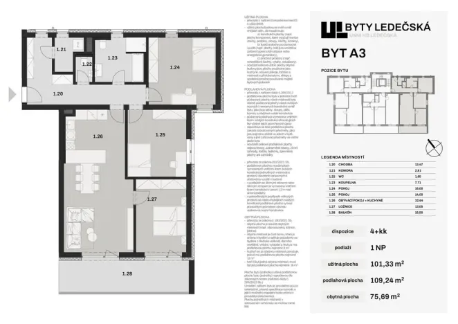 Prodej bytu 4+kk, Havlíčkův Brod, Ledečská, 101 m2