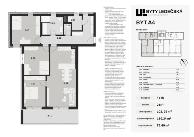 Prodej bytu 4+kk, Havlíčkův Brod, Ledečská, 102 m2